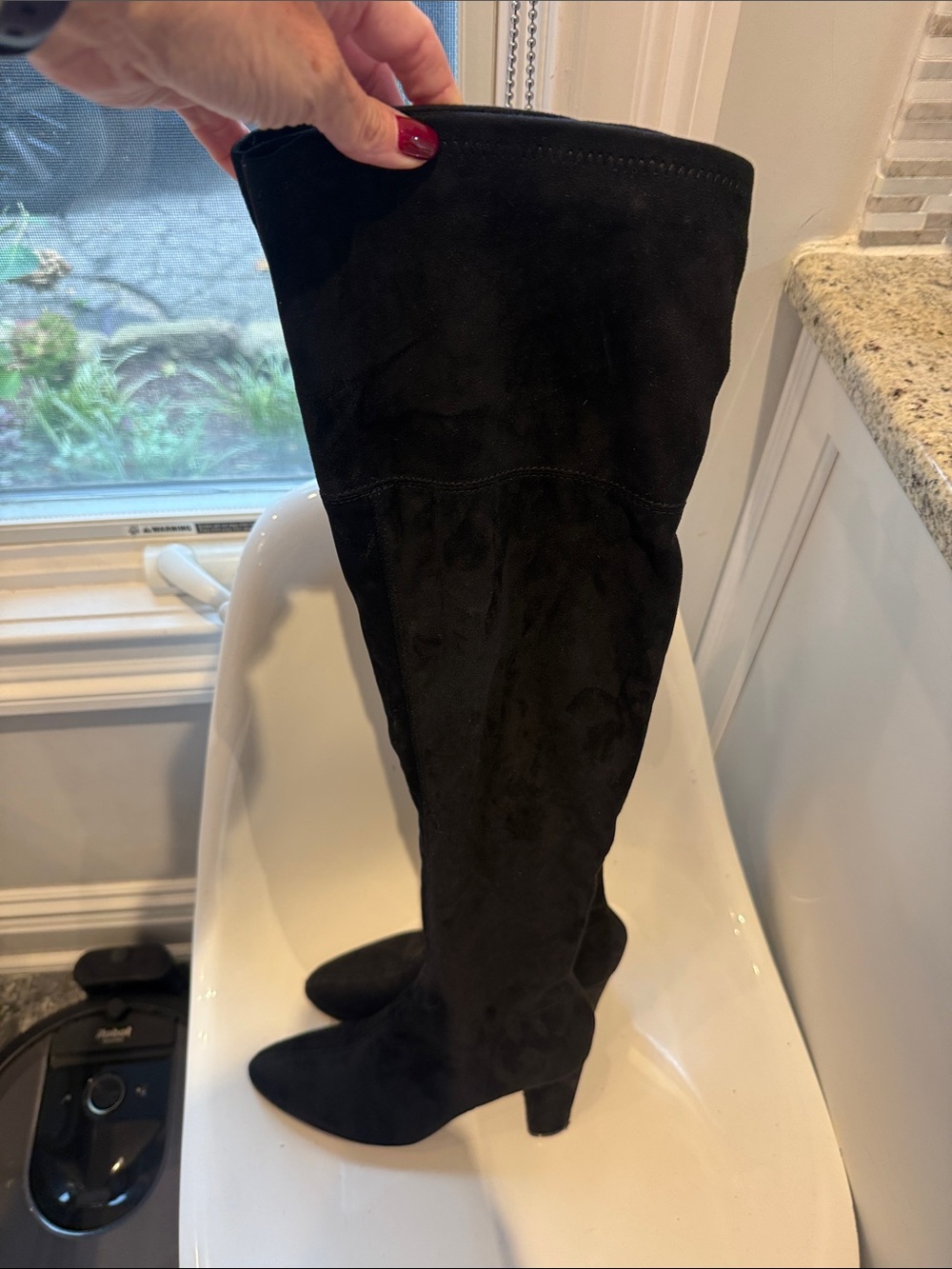 Steve Madden Ramona Black Suede Over-the-Knee Heeled Boots